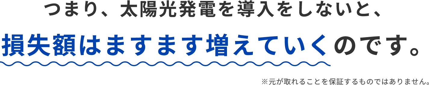 つまり、太陽光発電を導入をしないと、損失額はますます増えていくのです。