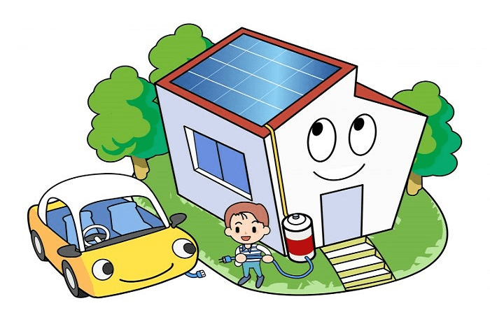 太陽光で電気自動車を充電する