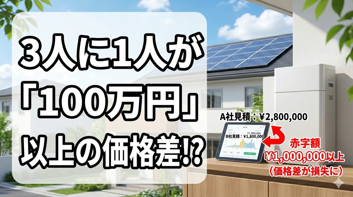 【2026年最新】太陽光発電・蓄電池導入実態調査レポート：約3人に1人が「100万円以上」の見積もり価格差を経験
